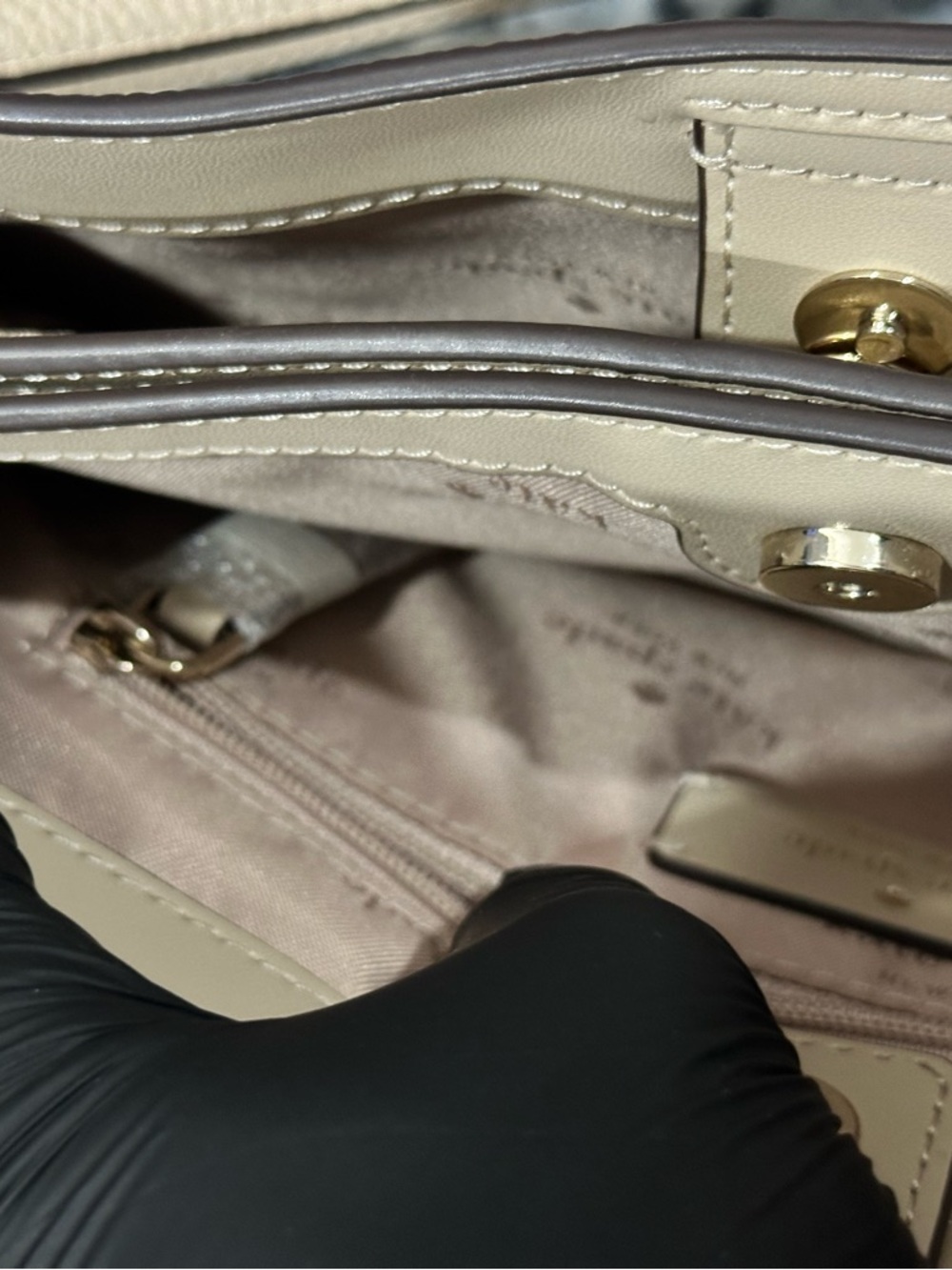 New kate spade Two-Tone Taupe & Cream Leather Shoulder Bag - Picture 10 of 11